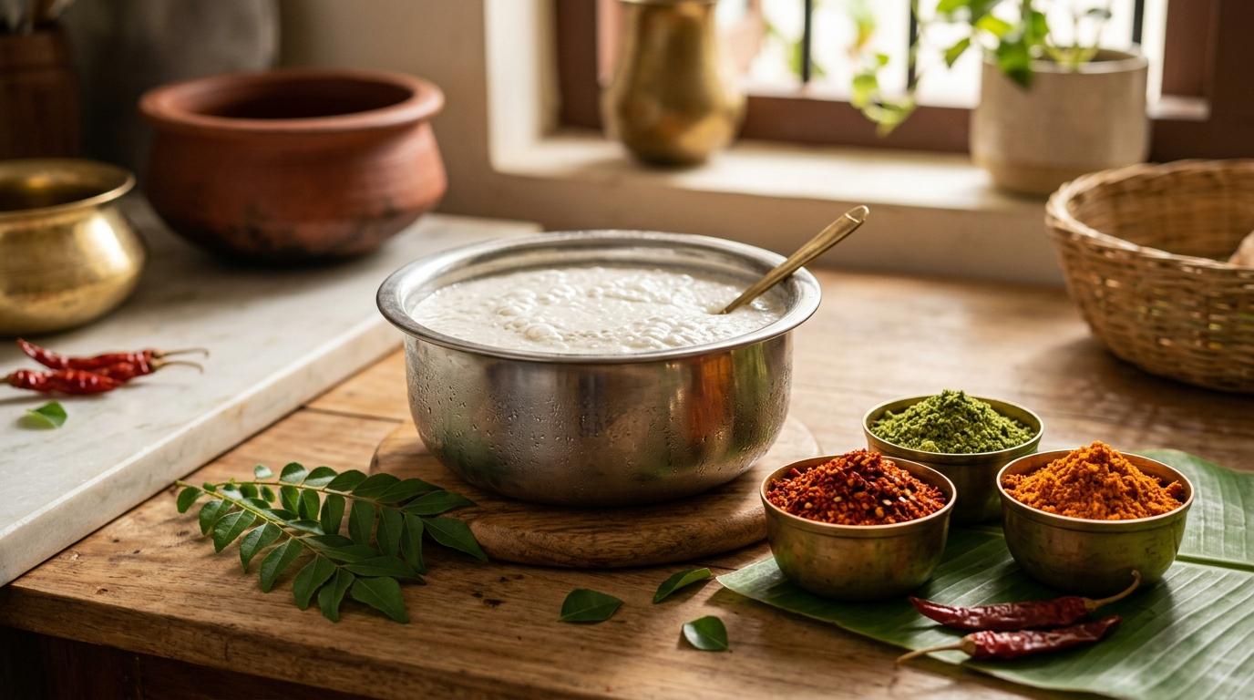 Fresh stone-ground batter and traditional Andhra podulu spread